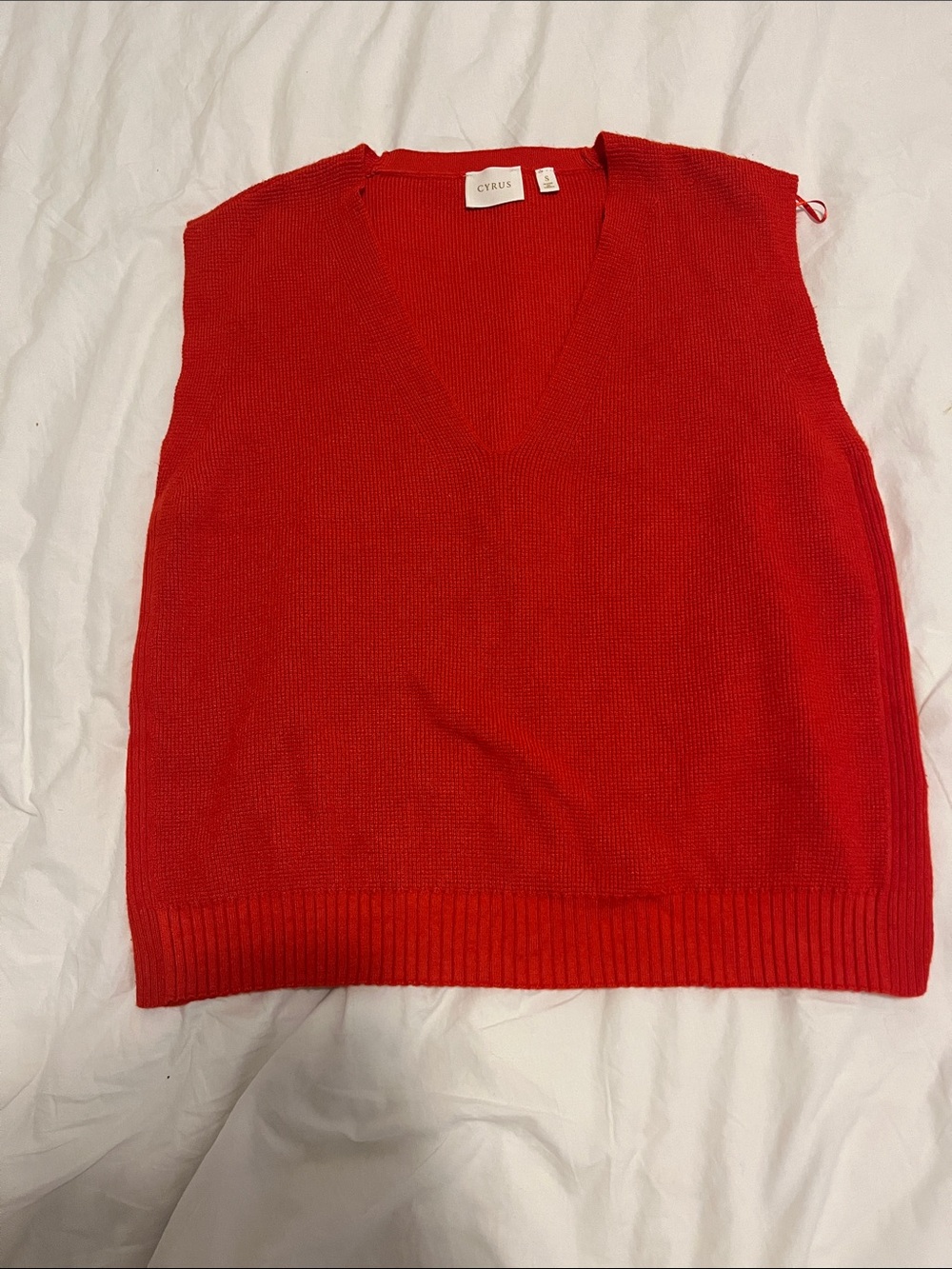 Cyrus Bright Red V-Neck Knit Vest